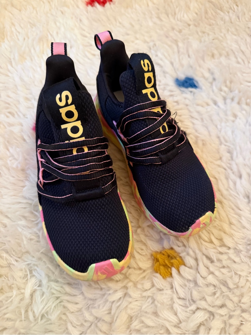 Adidas Sneakers with Pink and Yellow Accents